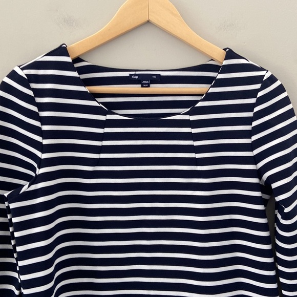 GAP Nautical Preppy Striped A-Line Scoop Neck 3/4 Sleeve Corporate Casual Dress - Picture 5 of 5